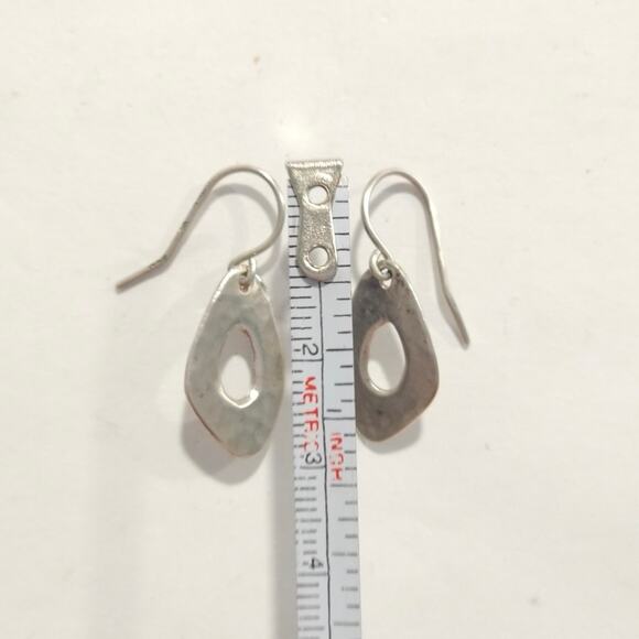 Israel 925 Sterling Silver Brutalist Dangle Drop Earrings Hook Signed Lot - Picture 7 of 9